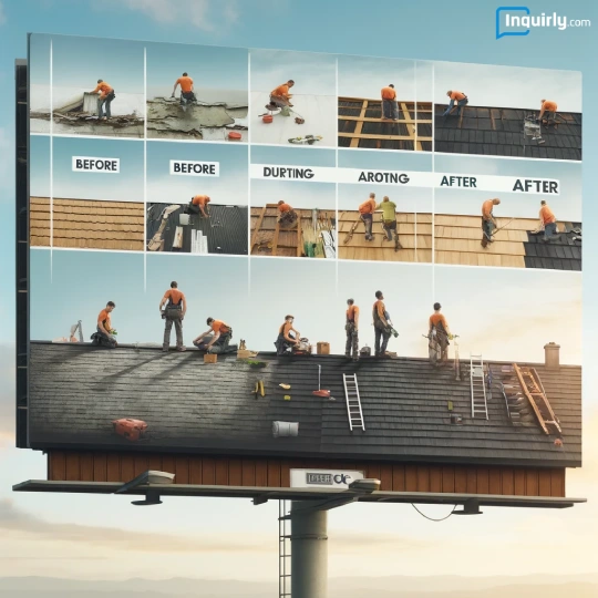 roofing billboard idea that showcases before and after 